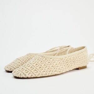 ZARA LACE UP CROCHET FLAT